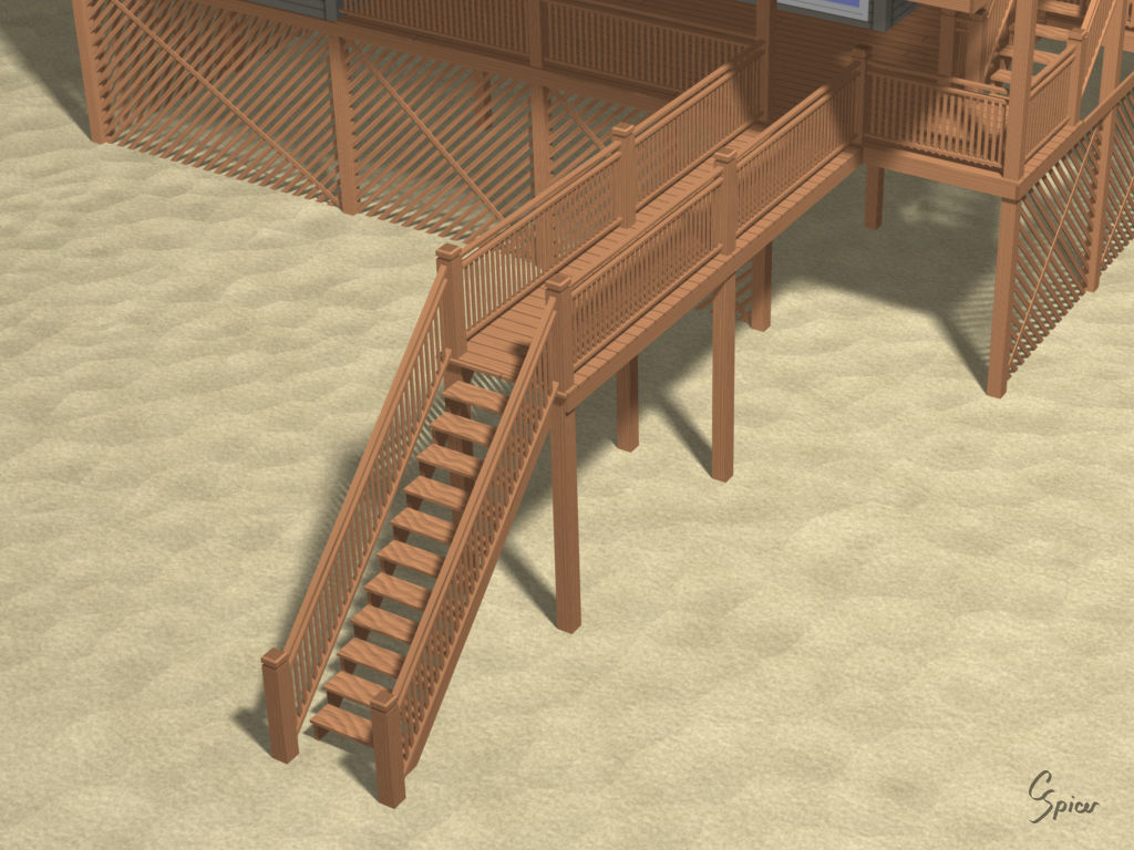 Summer Beach House Exterior 01 3D model_11