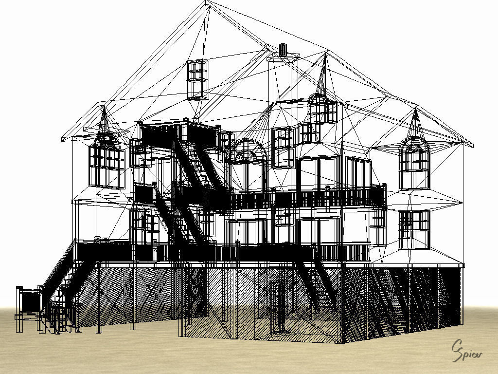 Summer Beach House Exterior 01 3D model_31