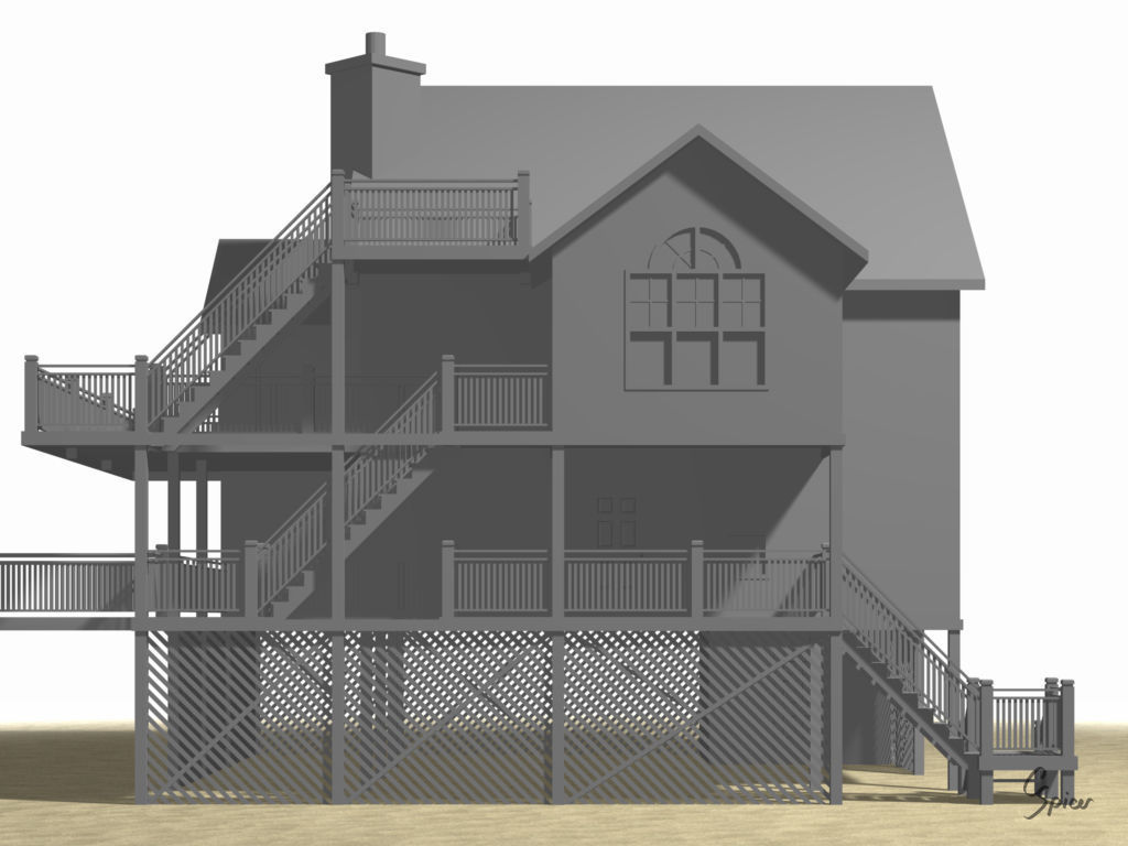 Summer Beach House Exterior 01 3D model_22