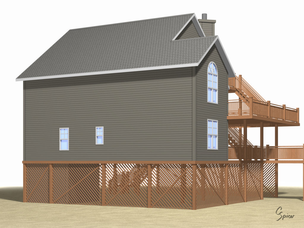 Summer Beach House Exterior 01 3D model_4