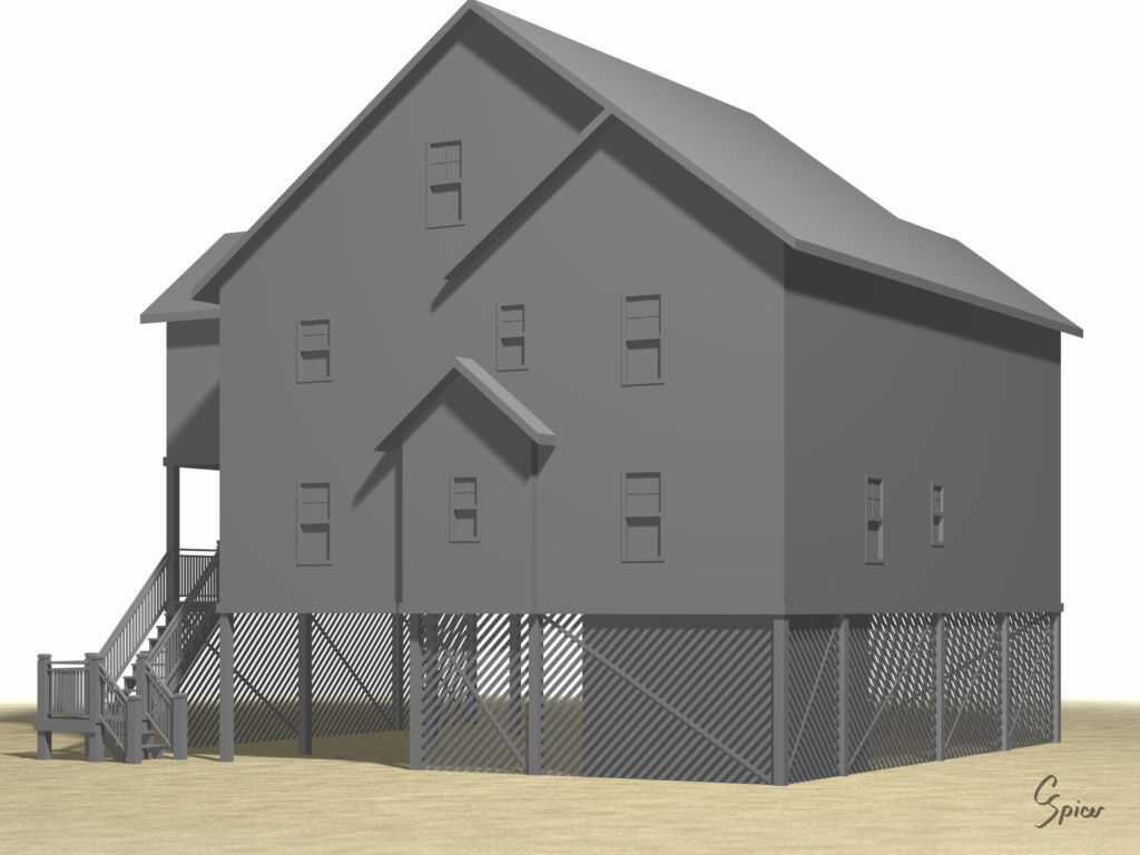 Summer Beach House Exterior 01 3D model_17