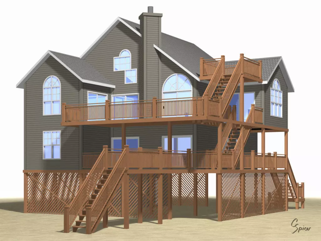 Summer Beach House Exterior 01 3D model_0