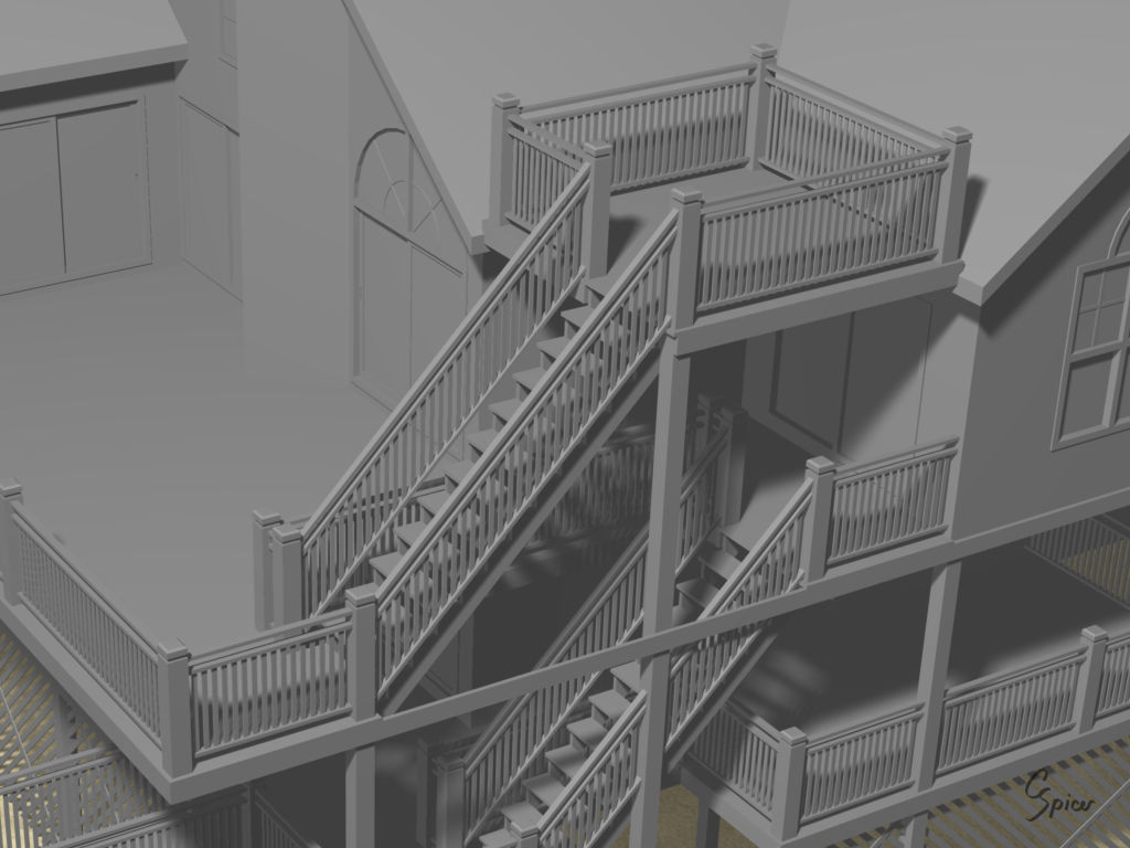 Summer Beach House Exterior 01 3D model_24