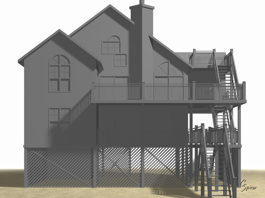 Summer Beach House Exterior 01 3D model_21