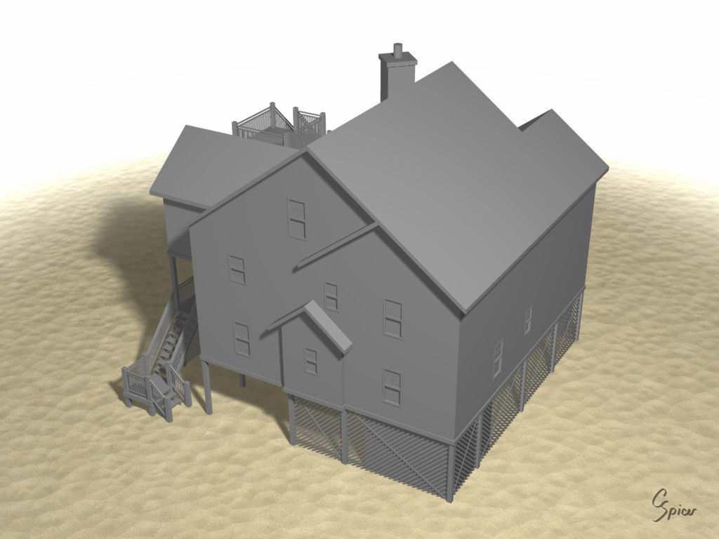 Summer Beach House Exterior 01 3D model_20