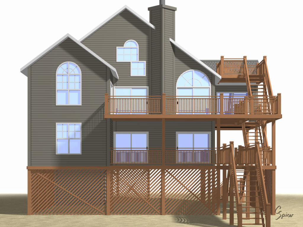 Summer Beach House Exterior 01 3D model_7