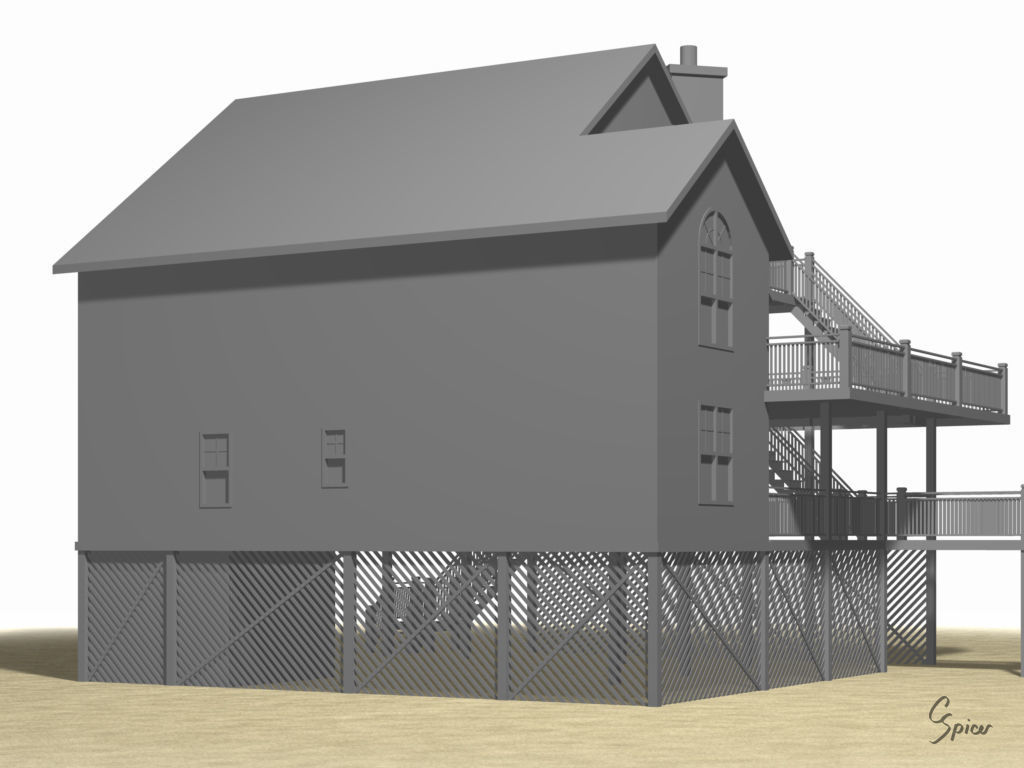 Summer Beach House Exterior 01 3D model_18