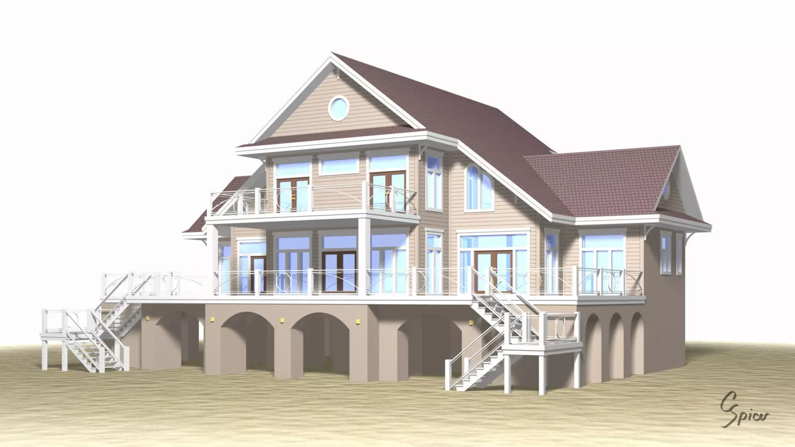 Summer Beach House Exterior 02 3D model