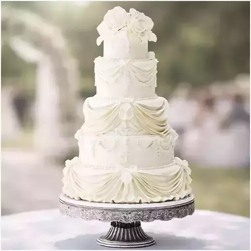 Wedding cake ruffle decor pastry bows flowers 3D model 3