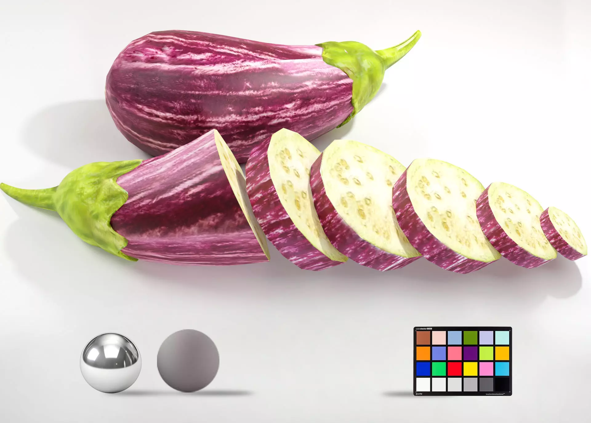 Ultra Realistic Eggplant 3D Model with Slices-PBR - Game Ready Low-poly 3D model