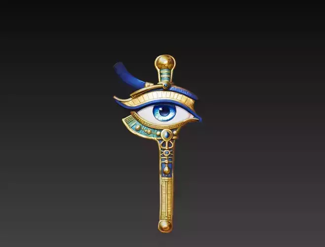 Ancient Egyptian Eye of Horus Staff 3D Model