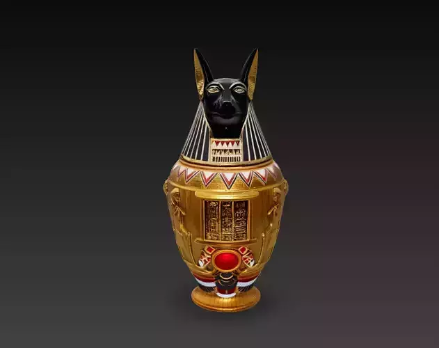 Ancient Egyptian Anubis Canopic Jar 3D Model