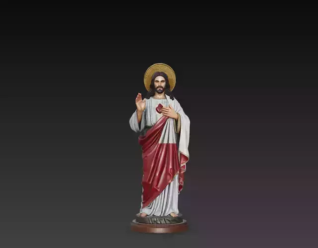 Sacred Heart Jesus Christ Statue Sculpture 3D Model