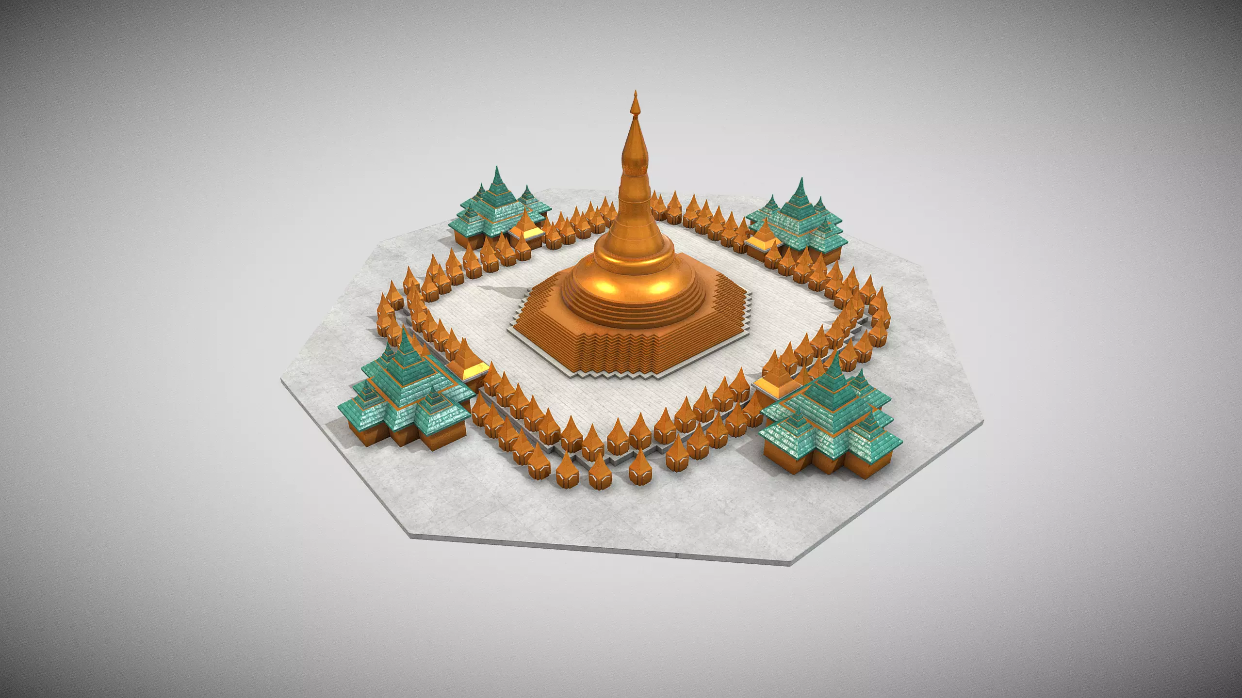 Shwedagon Pagoda Low-poly 3D model