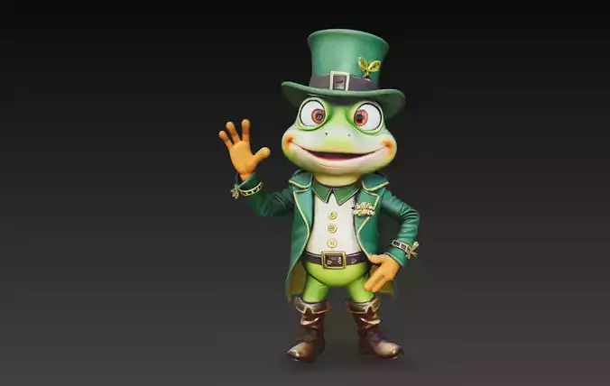Leprechaun Frog Character Stylized Cartoon 3D Model