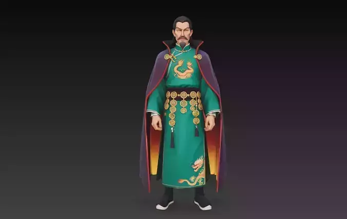 Imperial Asian Emperor Character Stylized 3D Model