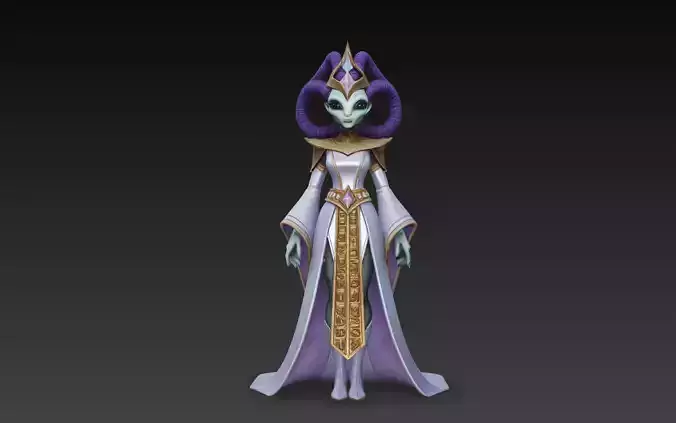 Stylized Alien Queen Fantasy Character 3D Model