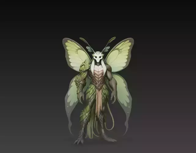Fantasy Forest Moth Creature Stylized 3D Model