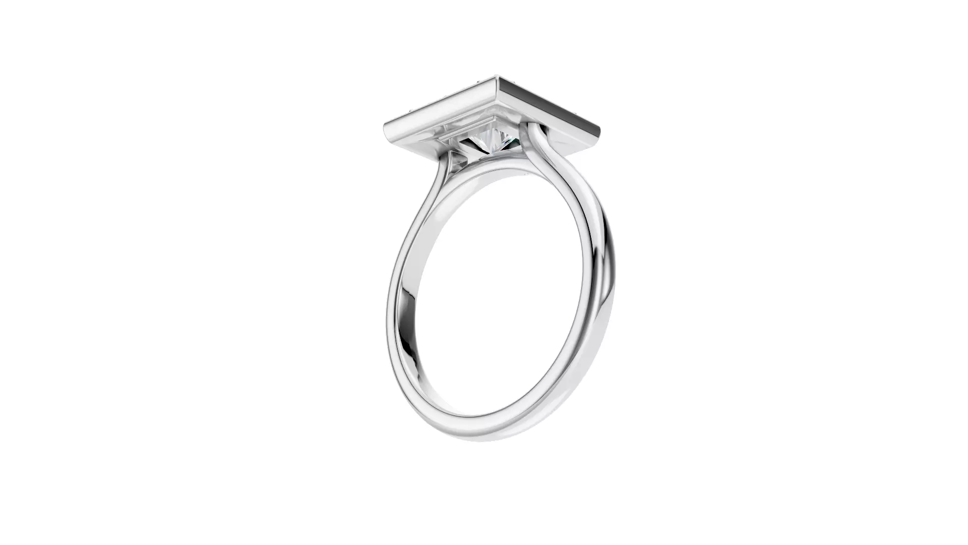 Princess diamond Halo Ring - 3D Printable Jewelry CAD 3D print model