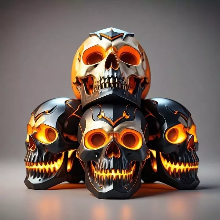 3885 Color 3D Model of The Halloween Skulls STL Free 3D print model