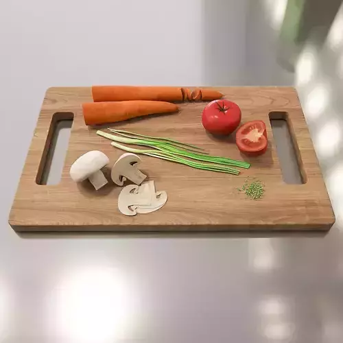 Vegetables wooden cutting board with
