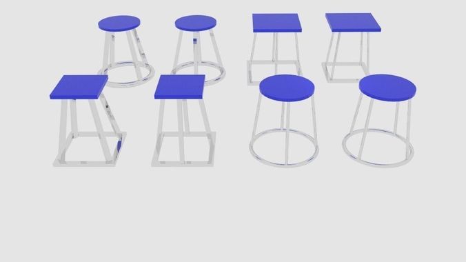 Mini Short Stools Low-poly 3D model