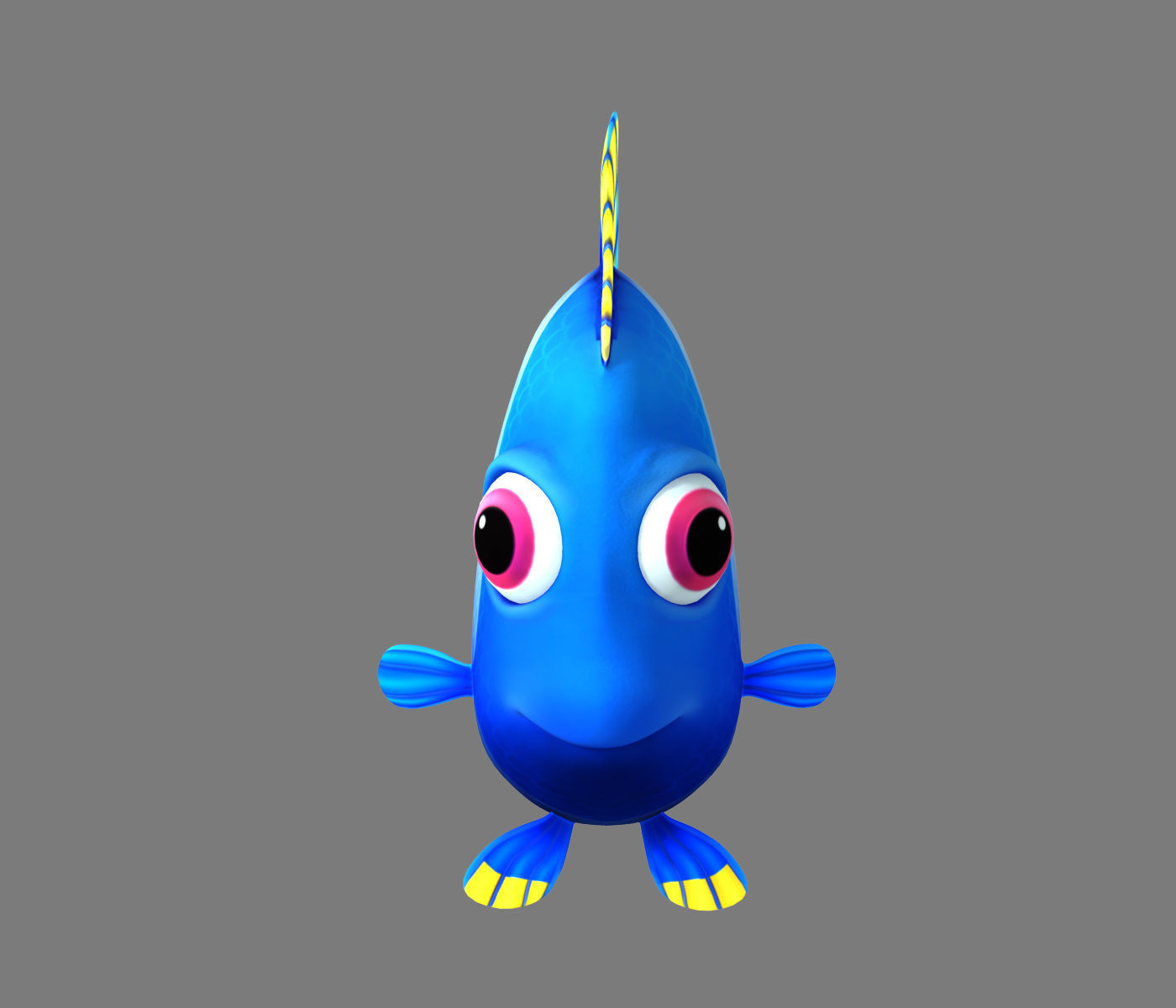 Cartoon Fish Rigged Animated 3D model_2