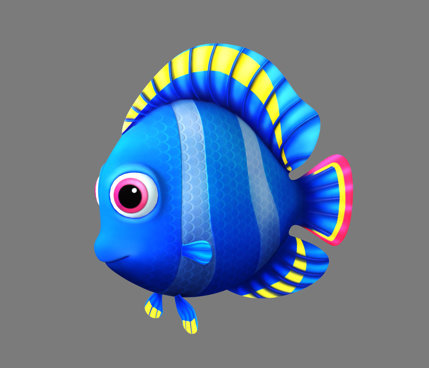 Cartoon Fish Rigged Animated 3D model_1