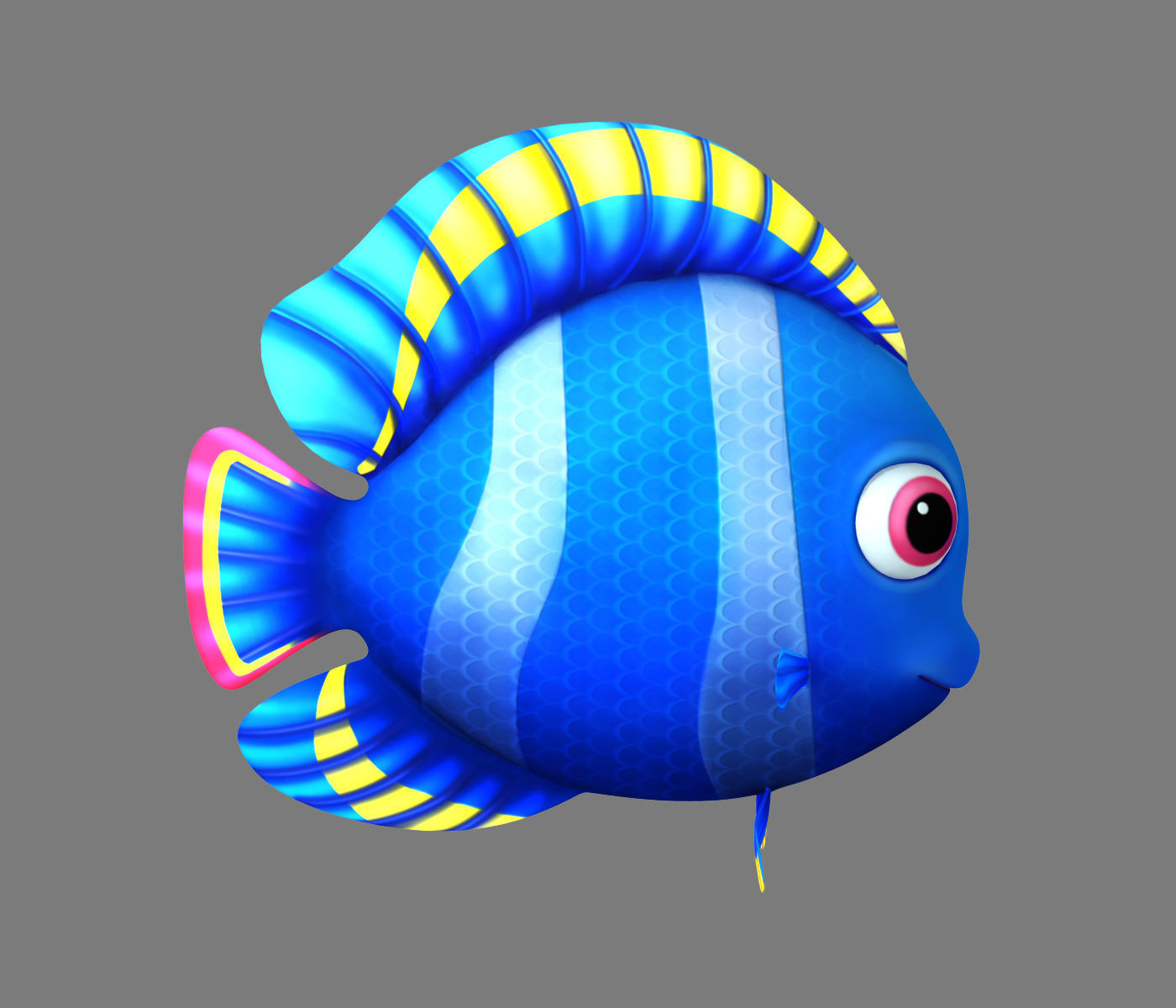 Cartoon Fish Rigged Animated 3D model_4