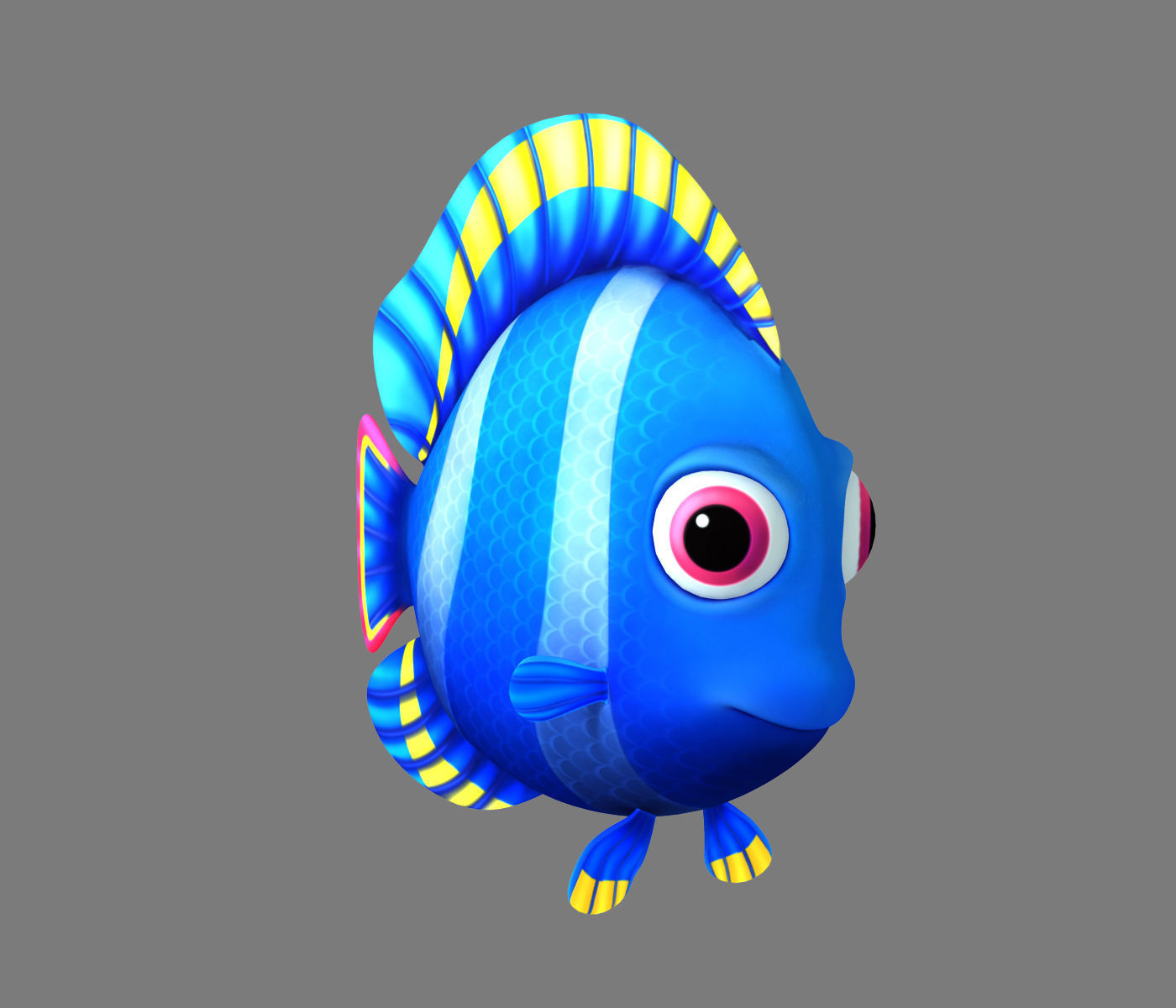 Cartoon Fish Rigged Animated 3D model_3