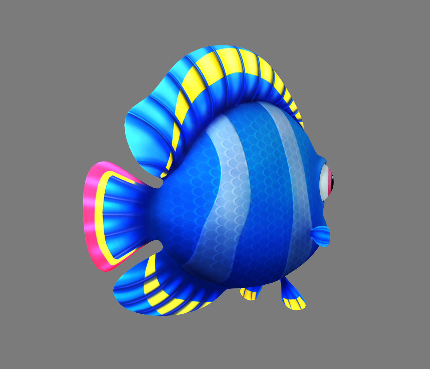 Cartoon Fish Rigged Animated 3D model_5