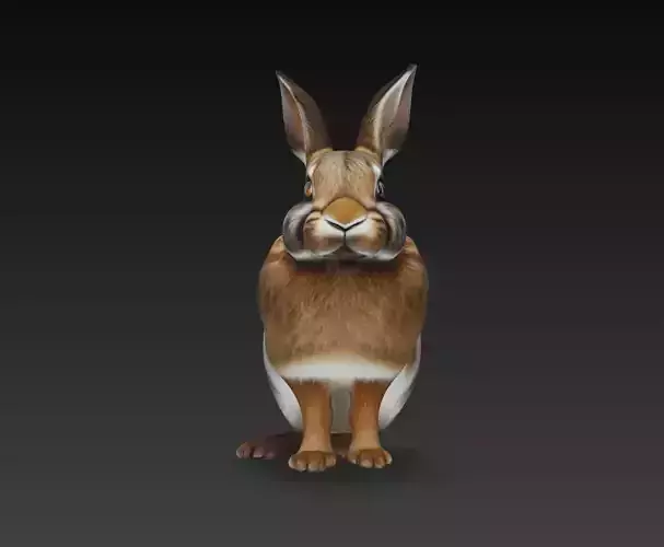 Realistic Rabbit Animal Sculpture 3D Model