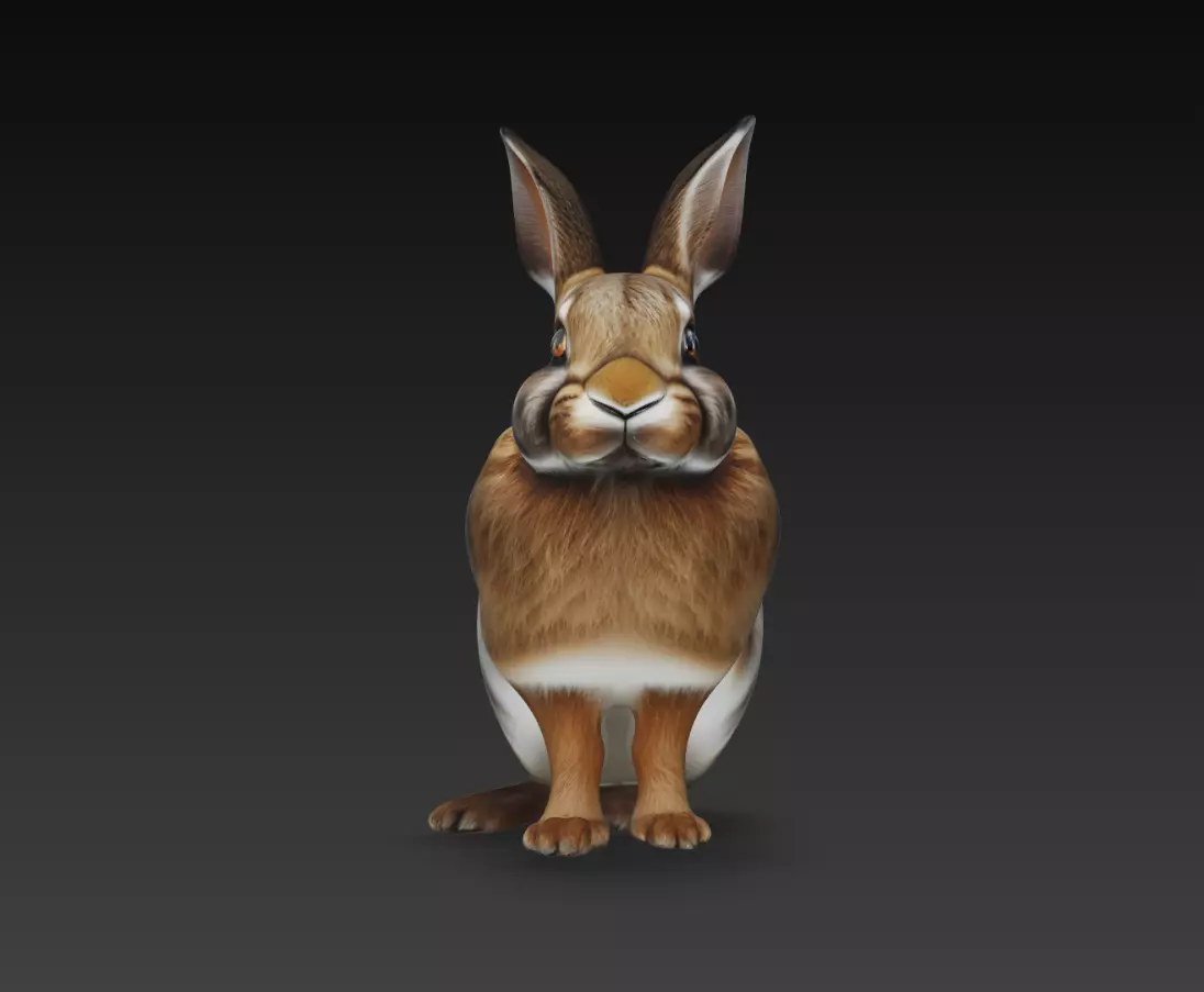 Realistic Rabbit Animal Sculpture 3D Model 3D print model