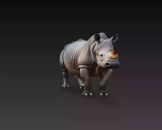 Realistic Rhinoceros Animal Sculpture 3D Model
