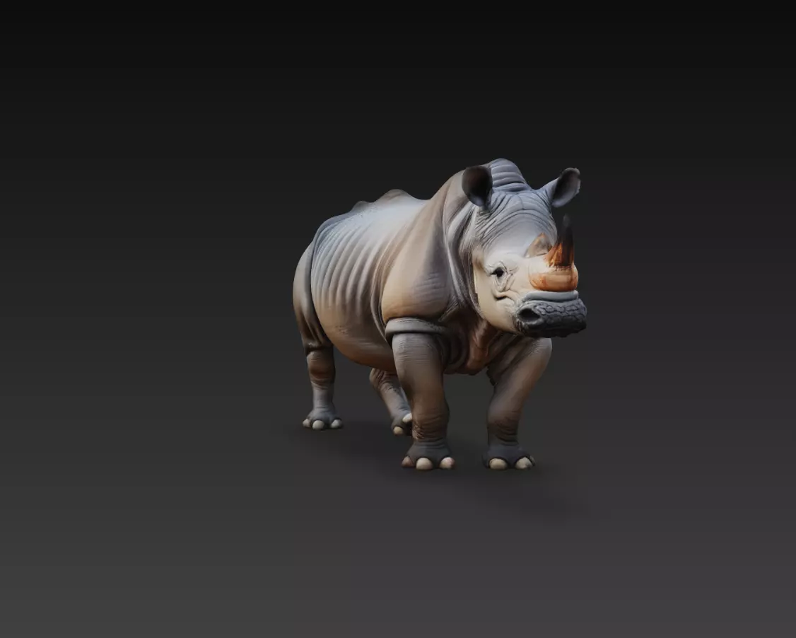 Realistic Rhinoceros Animal Sculpture 3D Model 3D print model