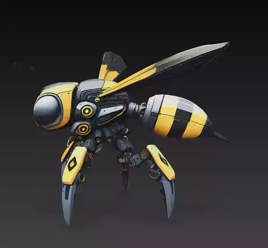 Futuristic Robotic Bee Drone 3D Model