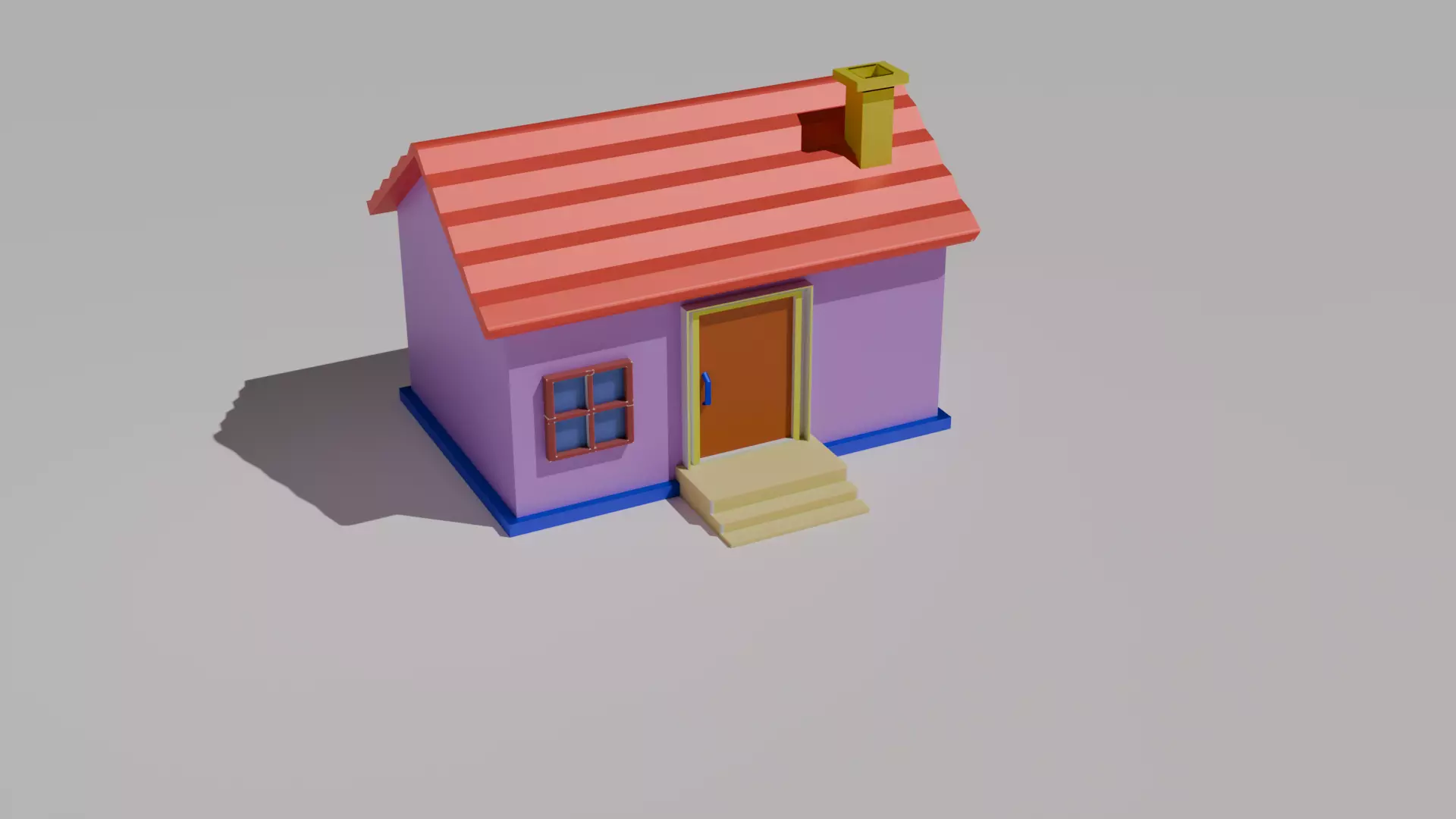 Low Poly Cartoon House 3D Model Stylized Home Blender Low-poly 3D model