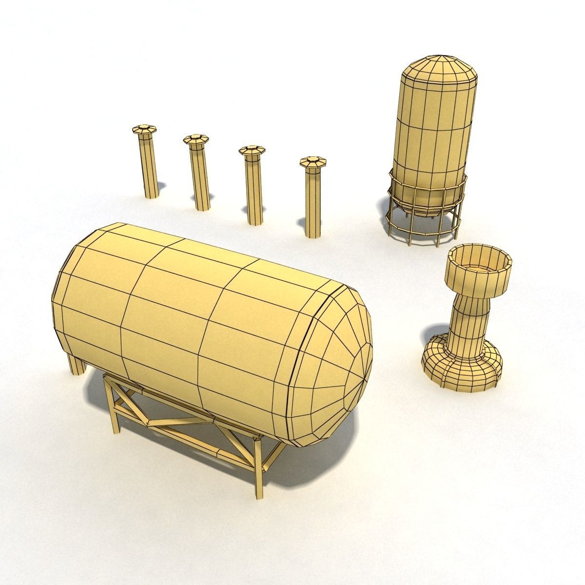 Low Poly Roof Element PACK Low-poly 3D model_17