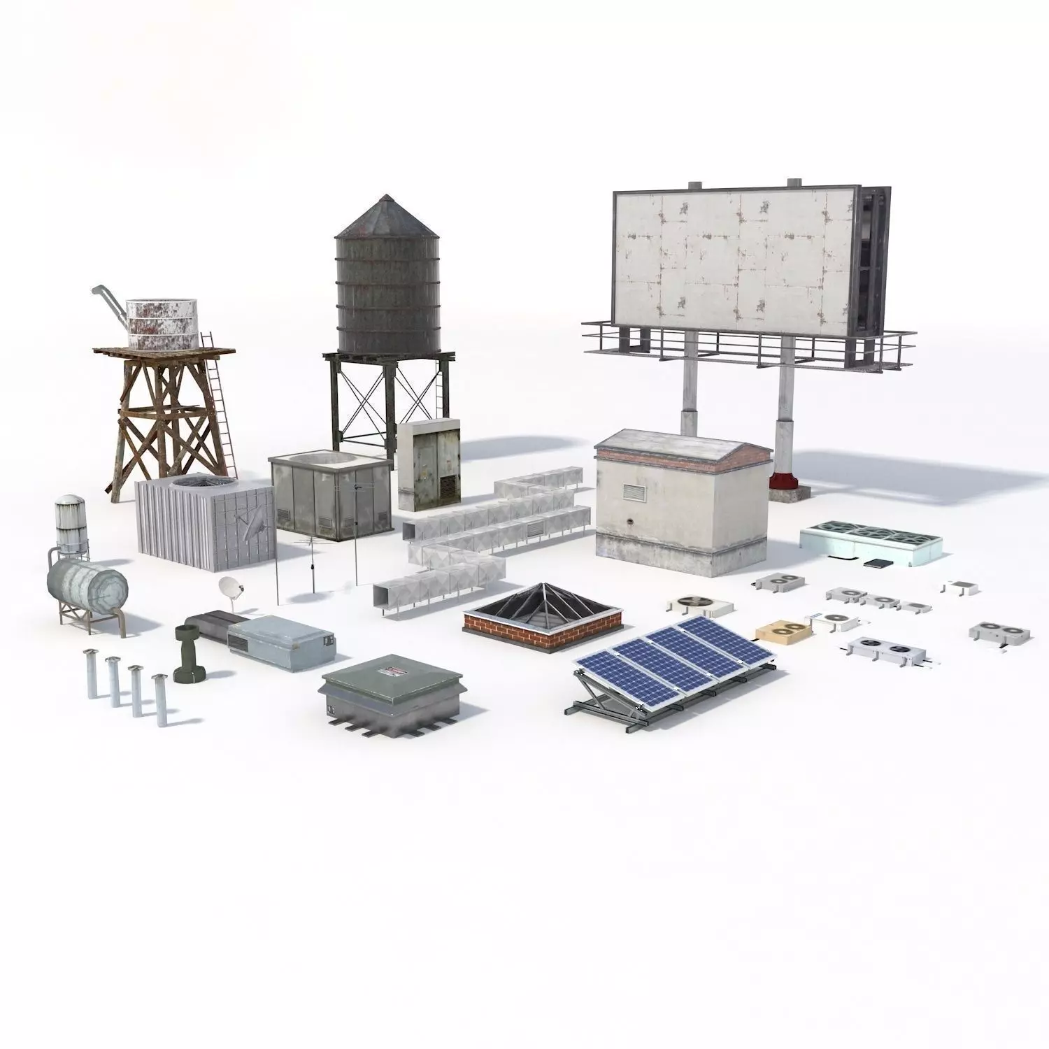 Low Poly Roof Element PACK Low-poly 3D model_0