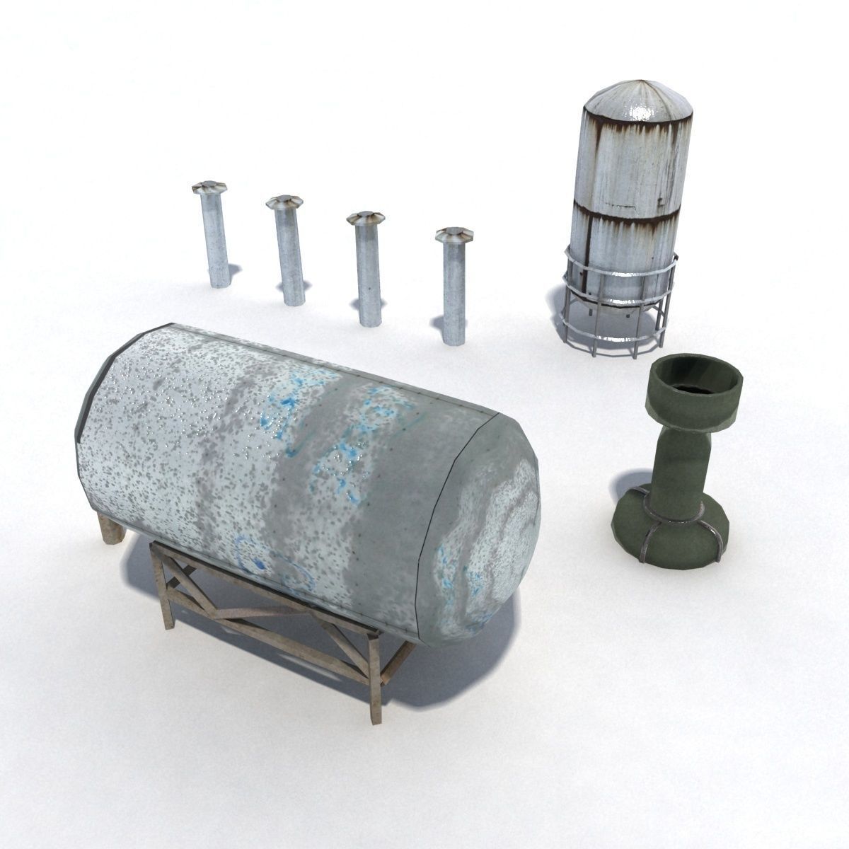 Low Poly Roof Element PACK Low-poly 3D model_16