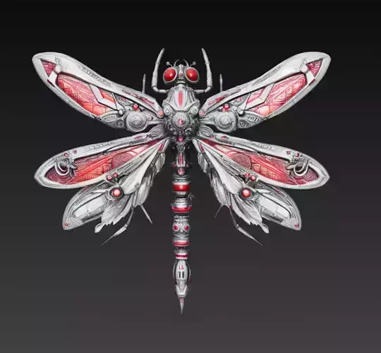 Futuristic Cyber Dragonfly Drone 3D Model