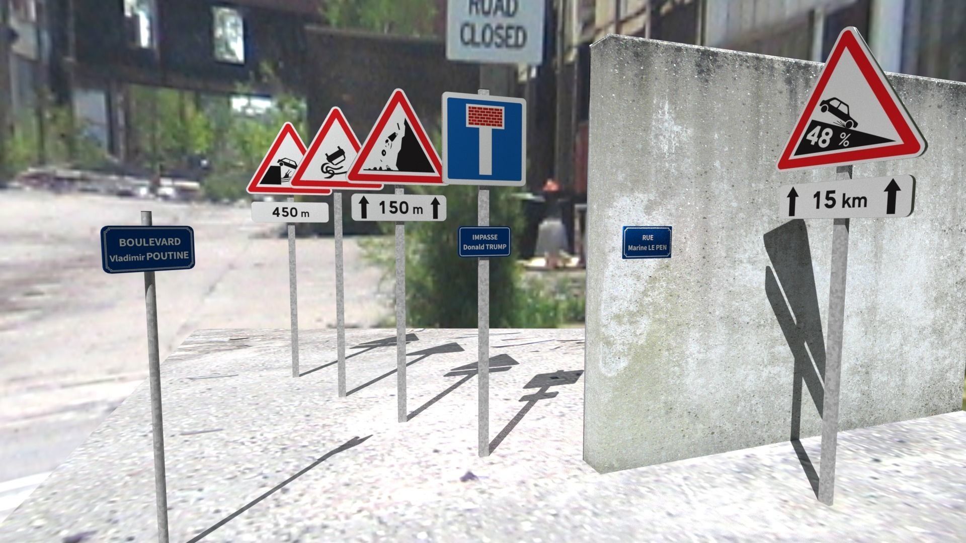 Special road signs Serial 1 Low-poly 3D model