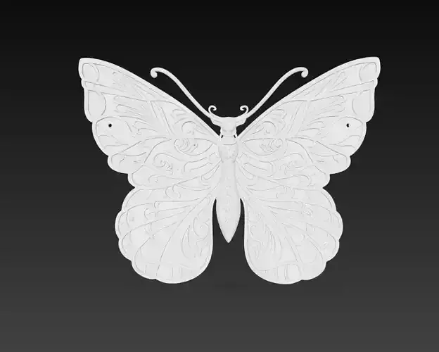 Ornamental Butterfly Relief Sculpture 3D Model