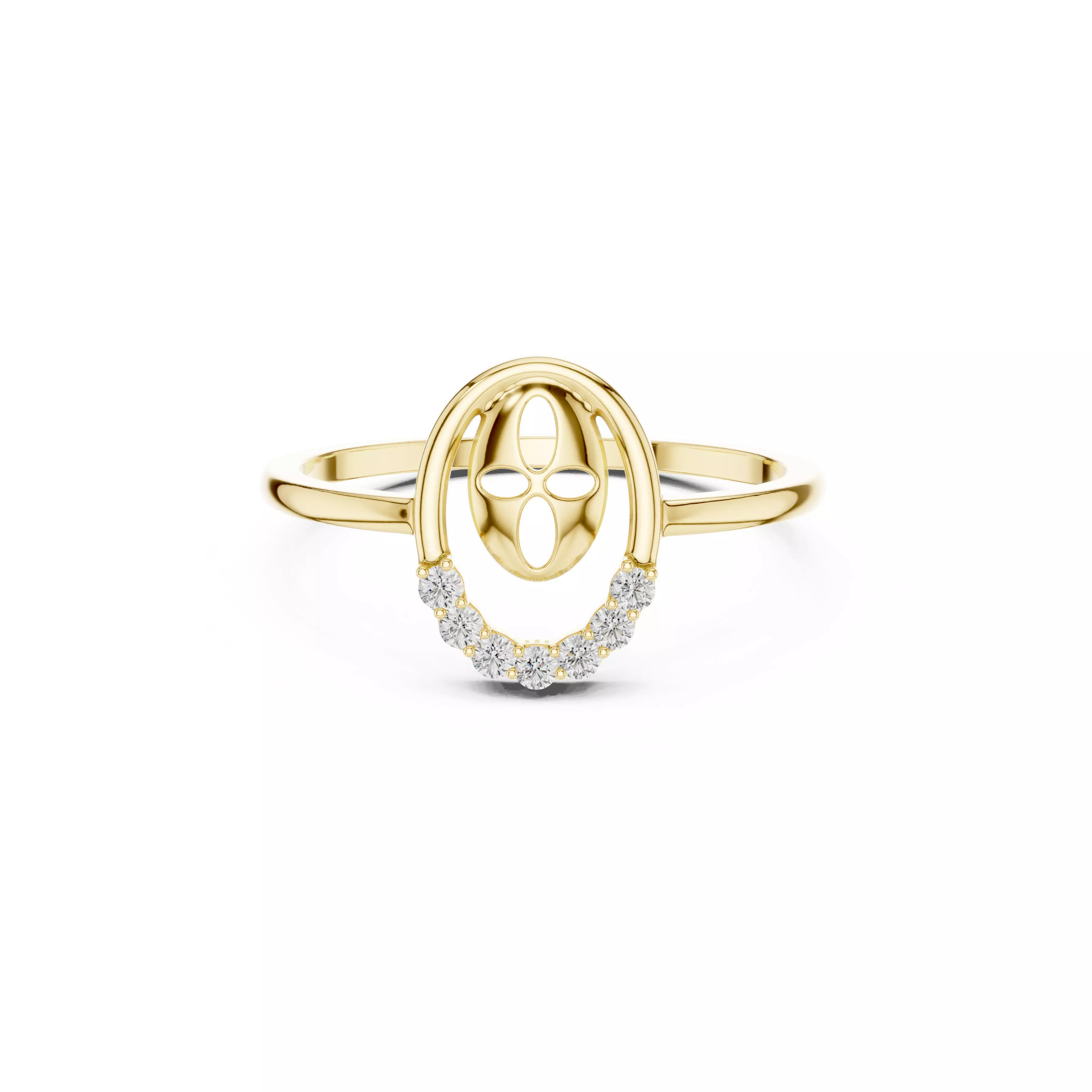 Jewelry Oval Halo Minimal Diamond Ring Open Rings CAD 3D print model