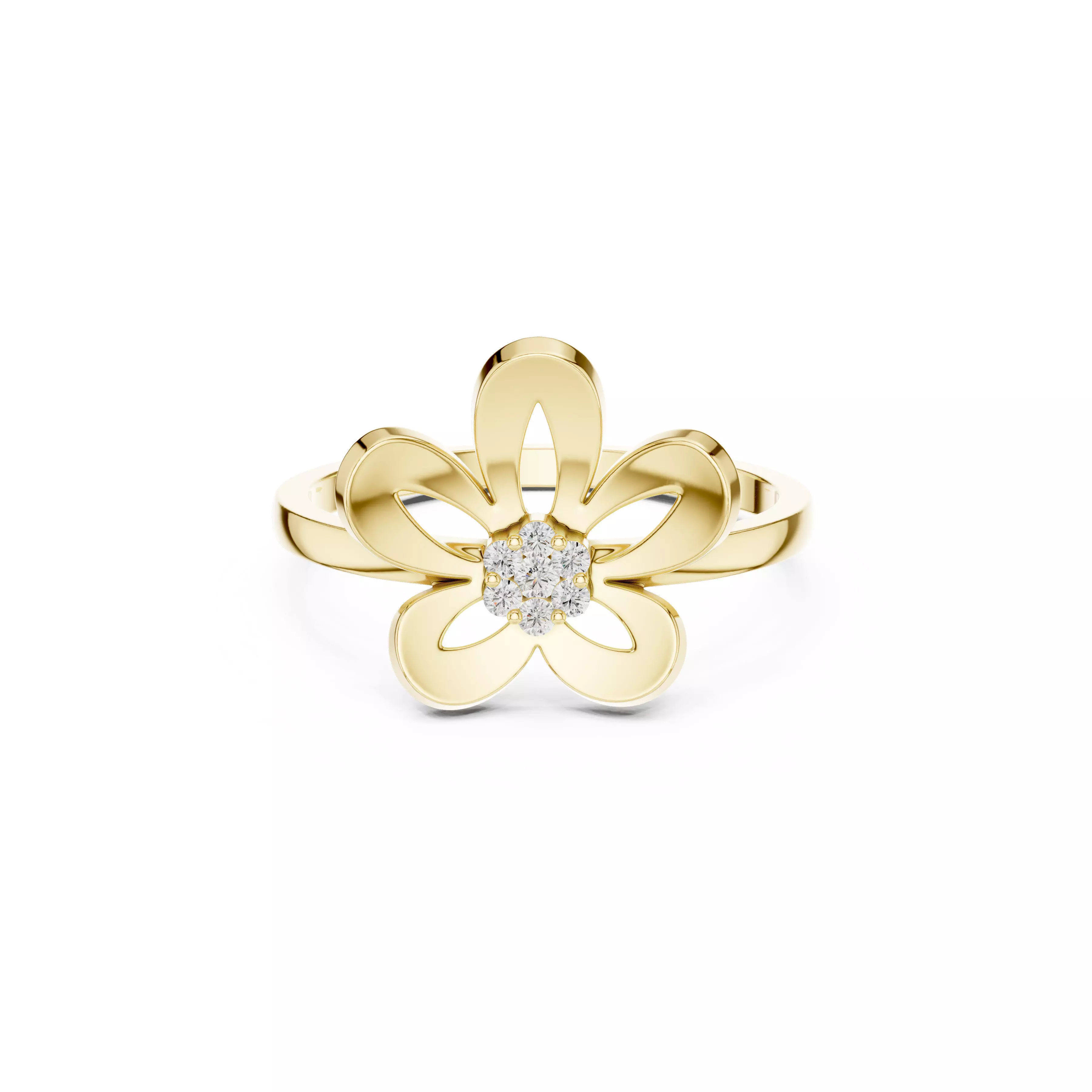 Jewelry Minimal Floral Diamond Ring Open Petal Rings CAD 3D print model