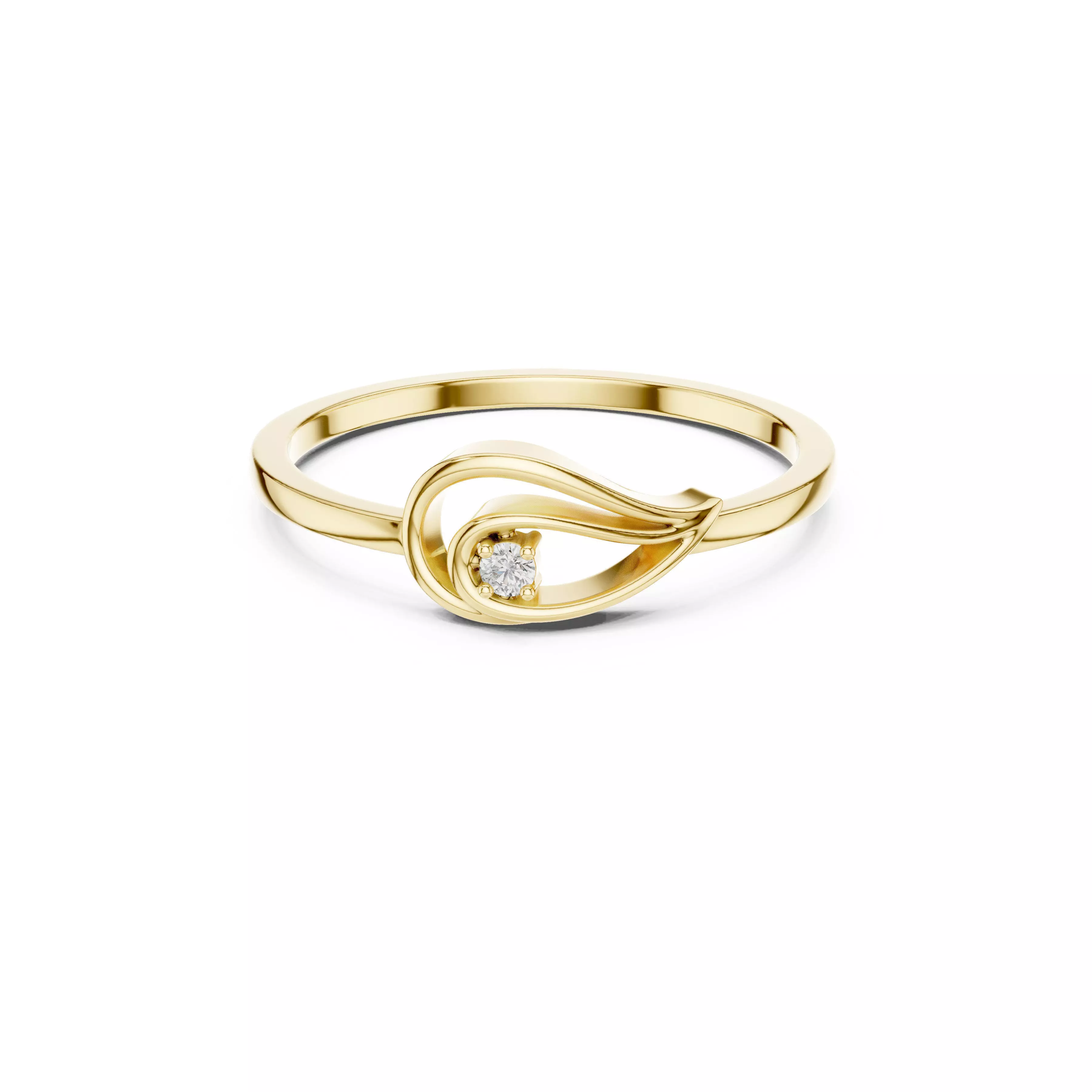 Jewelry Swirl Diamond Ring Minimal Gold Loop Rings CAD 3D print model