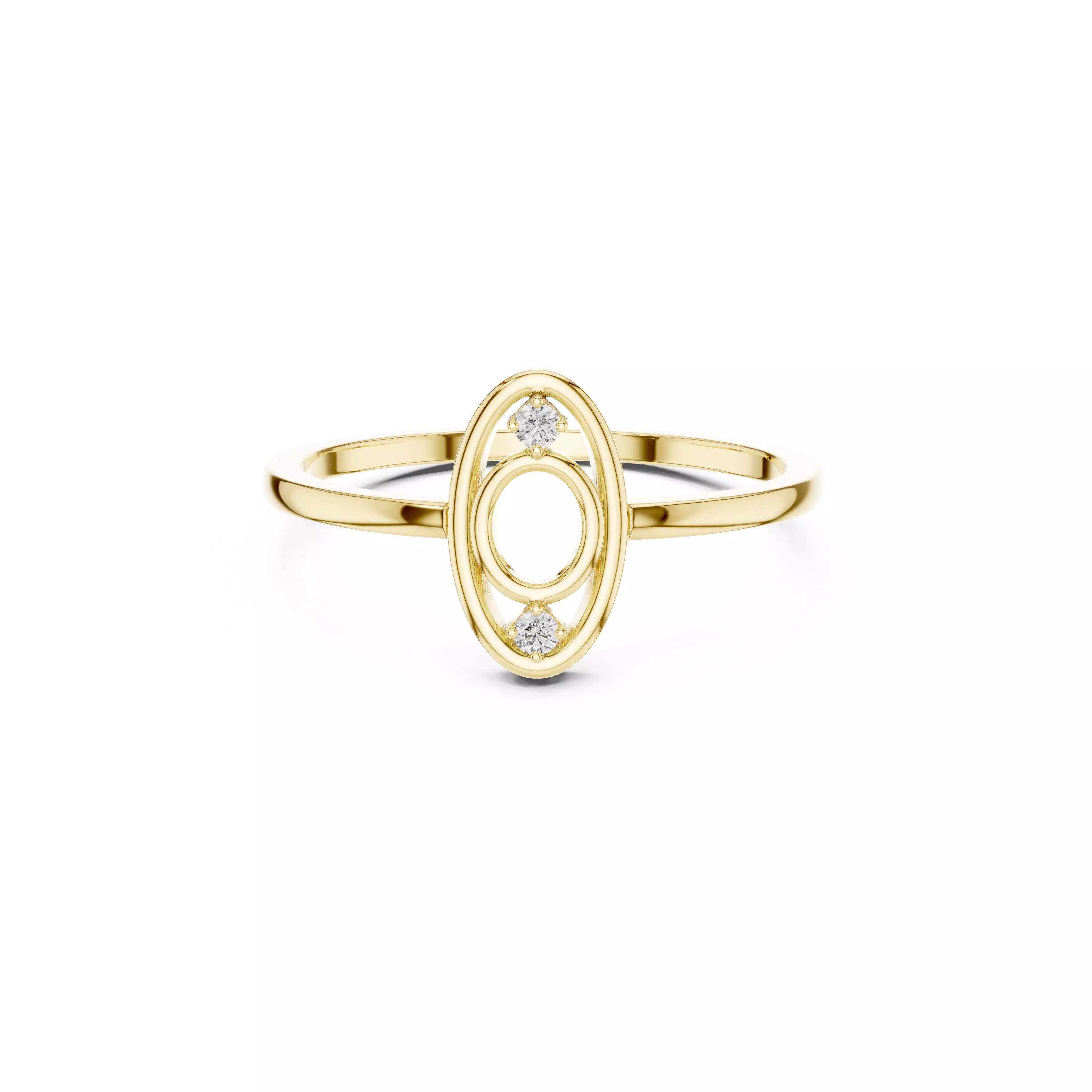 Jewelry Double Oval Diamond Ring Modern Open Rings CAD 3D print model