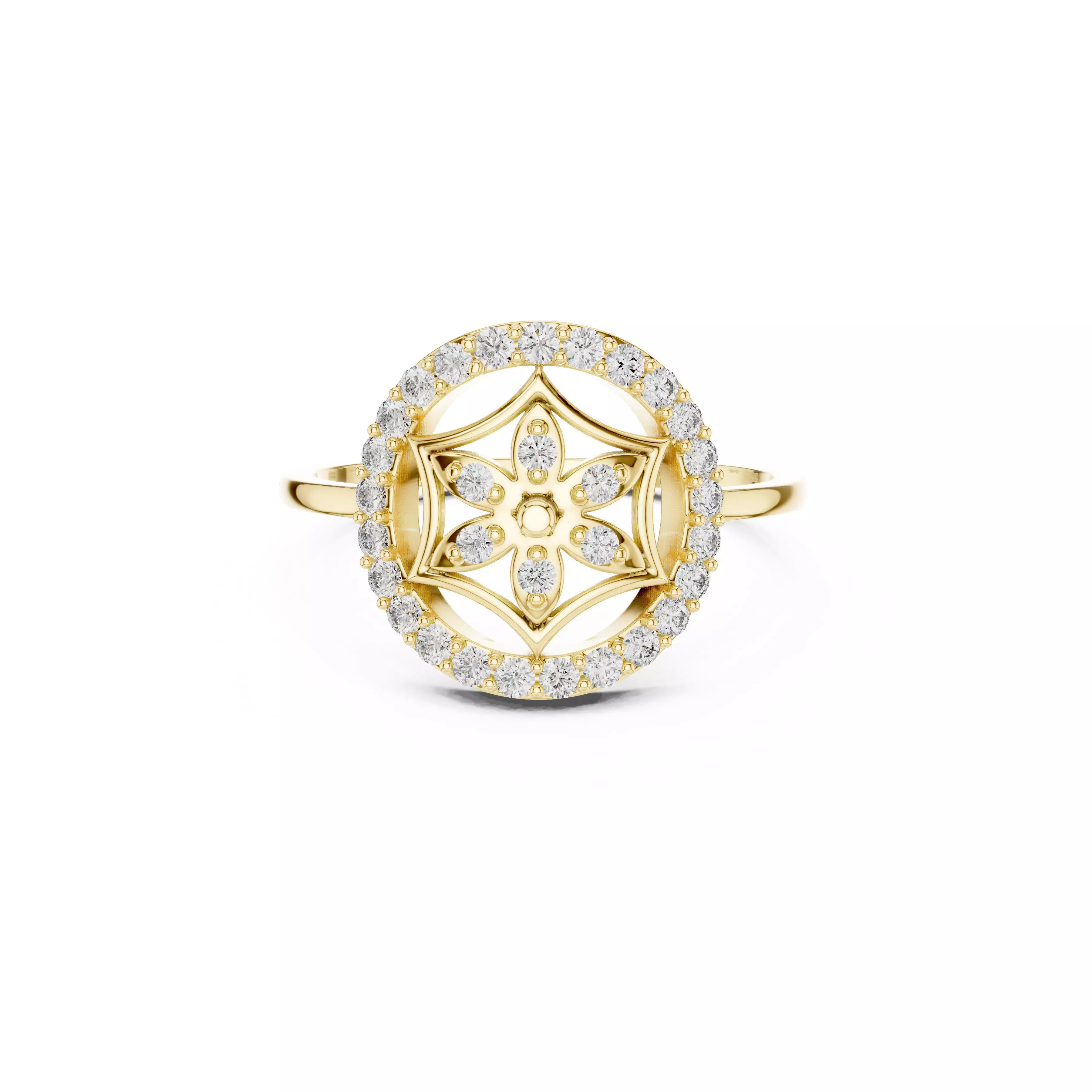 Jewelry Round Diamond Halo Ring Star Floral Center Rings CAD 3D print model