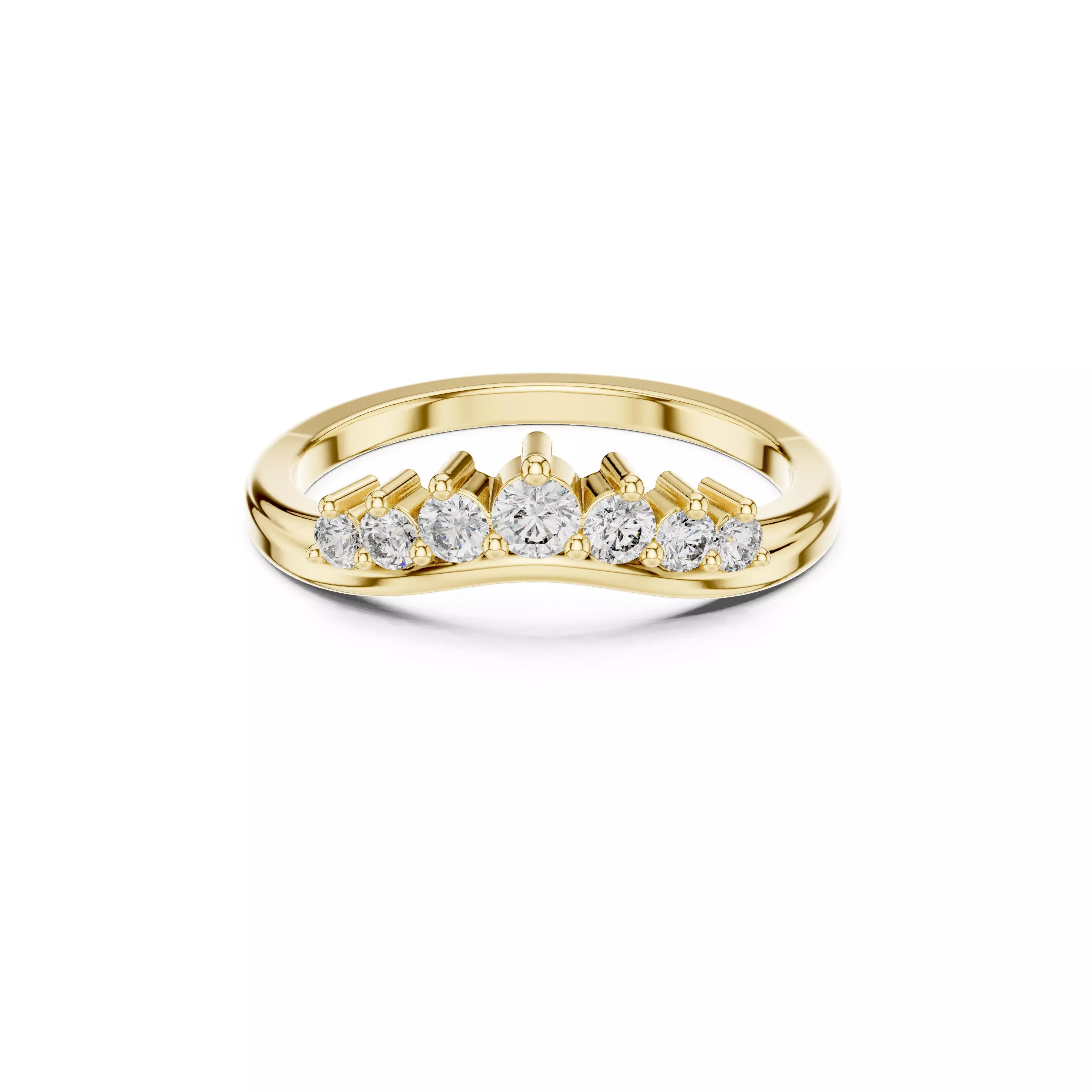 Jewelry Five Stone Diamond Curved Band Ring CAD 3D print model