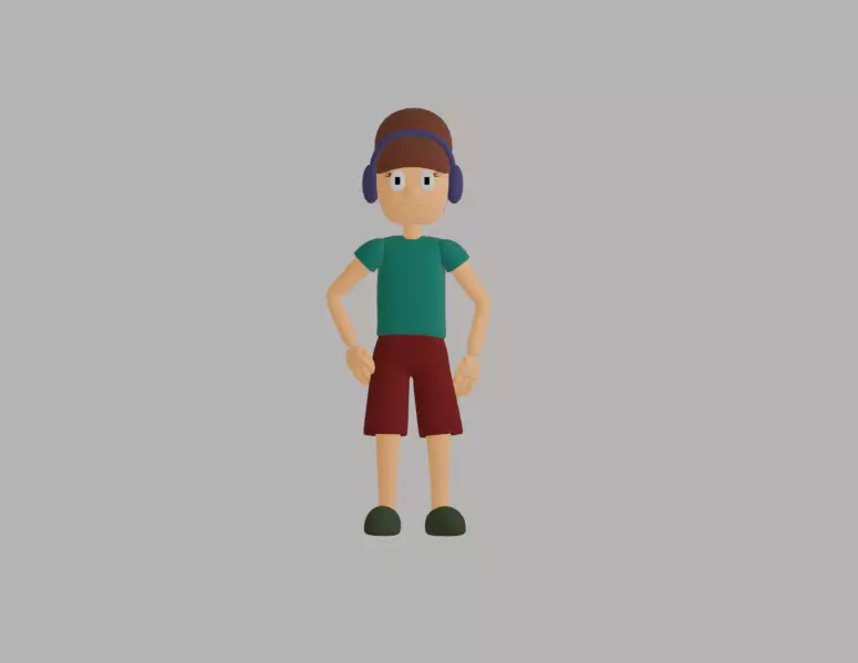 Relaxed Cartoon Girl Low-poly 3D model